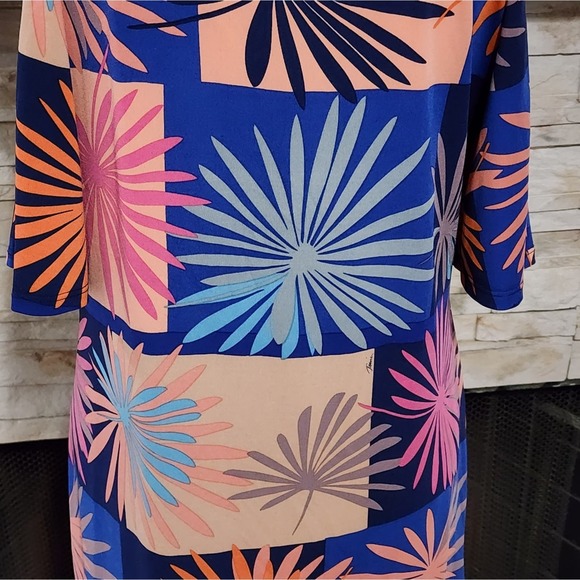 Trina Turk 60s 70s vibes floral Viola Cold Shoulder Dress coverup size 2 - Picture 6 of 8